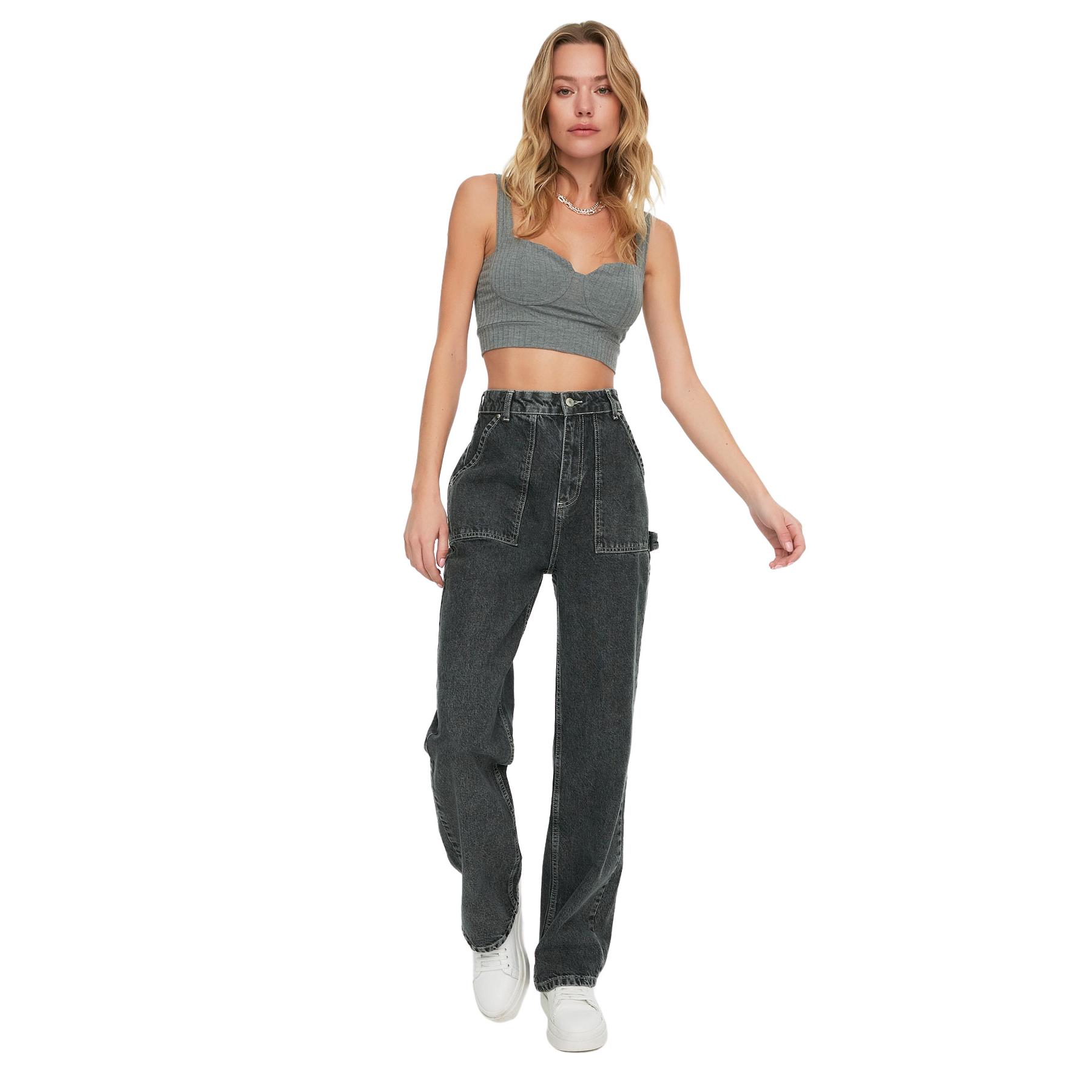 Trendyol Mujer Antracita Vaqueros De Mezclilla Talla 32