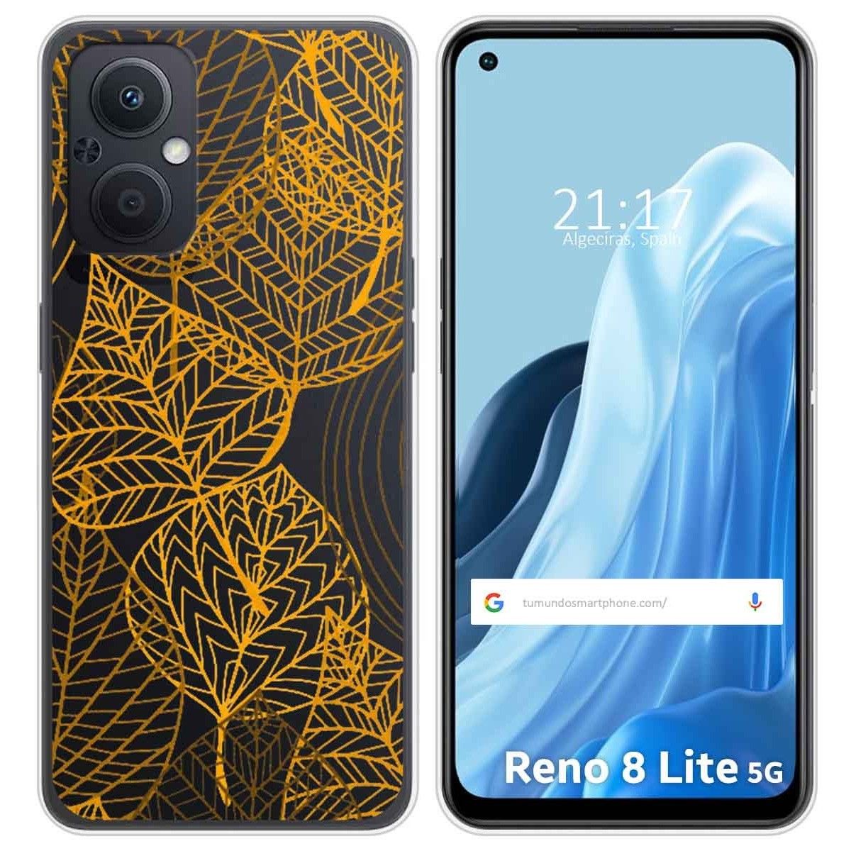 Funda Silicona Transparente para Oppo Reno 8 Lite 5G diseño Hojas Dibujos