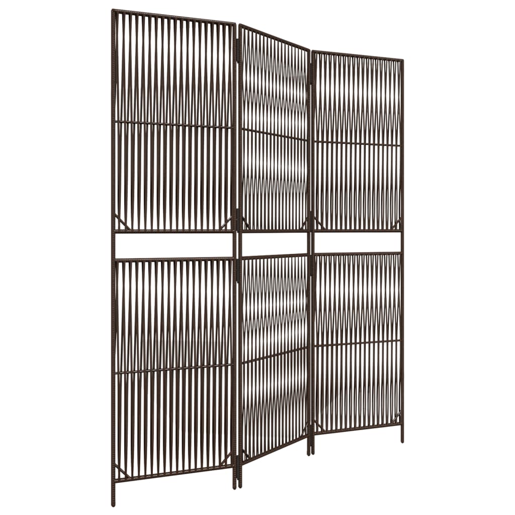 vidaXL Biombo de 3 paneles ratán sintético marrón