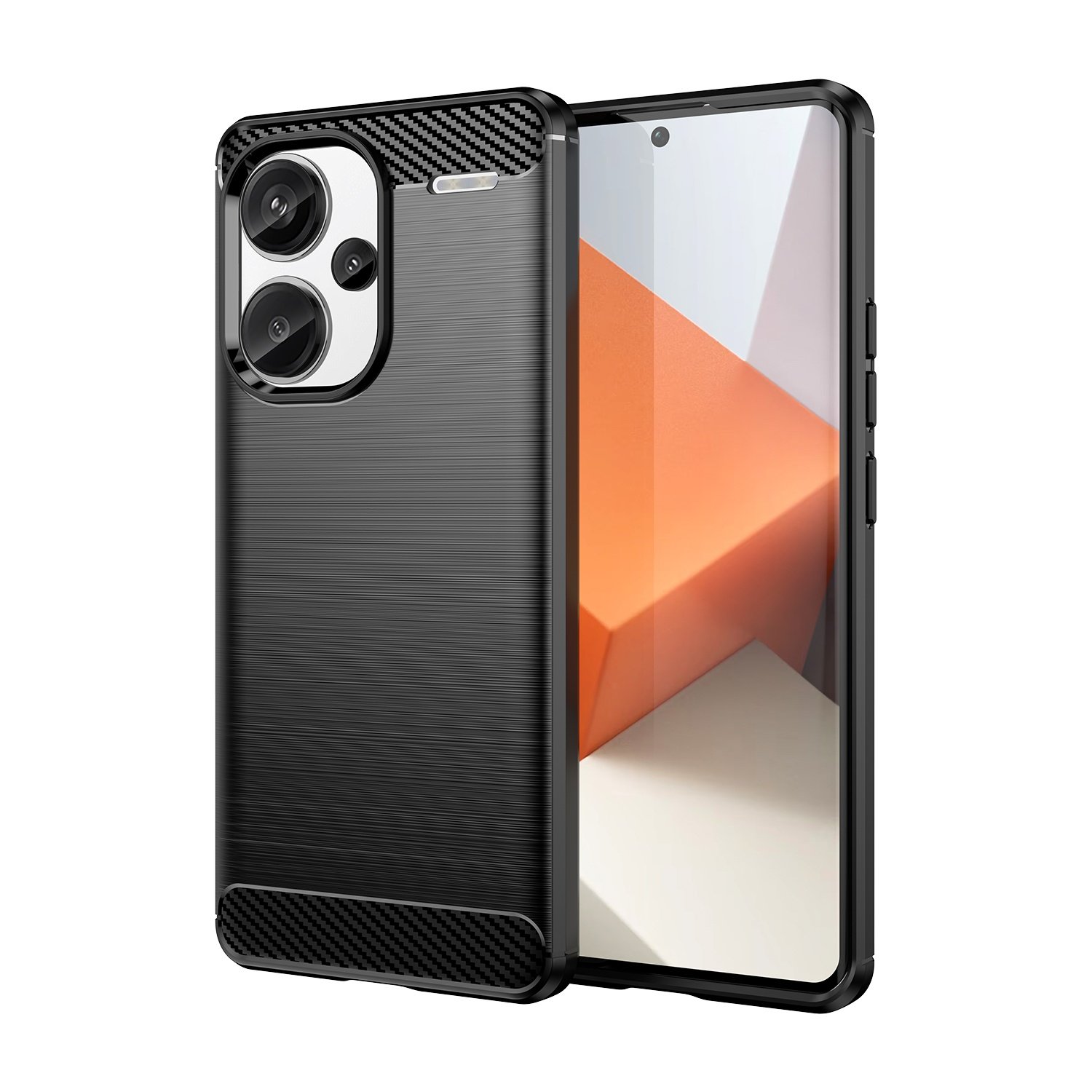 Funda para móvil Xiaomi Redmi Note 13 Pro Plus Carcasa Protectora Antigolpes Silicona Negra Diseño Fibra de Carbono Resistente Absorción de Choque [Compatible Carga Inalámbrica]