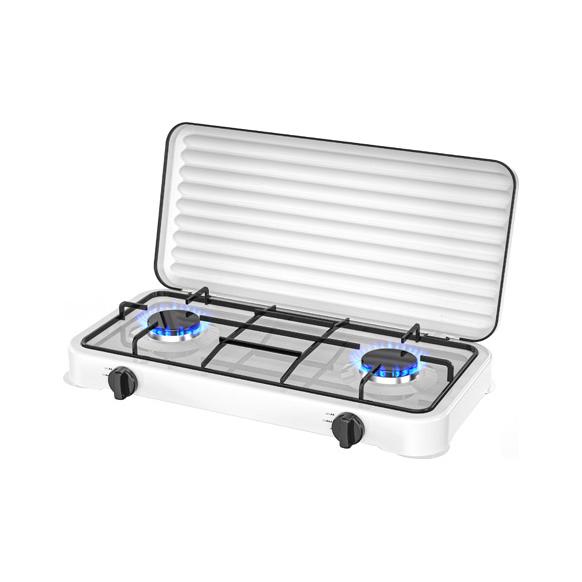Cocina de Gas Portátil con Tapa - Quemadores Desmontables - Fácil Limpieza