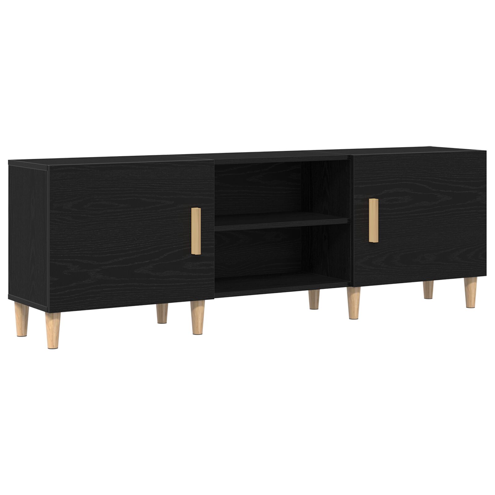 Soporte de TV vidaXL - Roble Negro, 150x30x50 cm, Hecho de Madera Elaborada