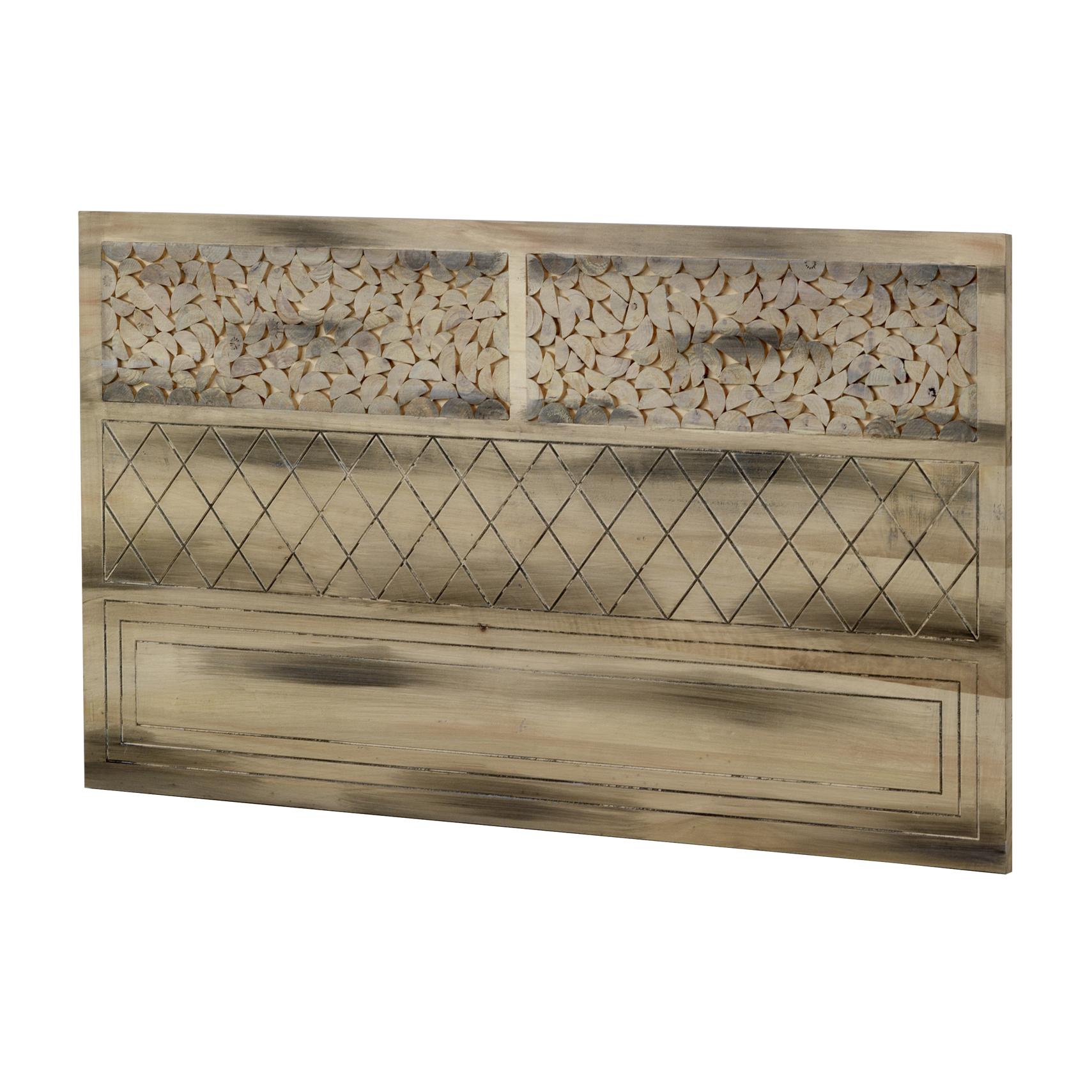 Cabecero De Madera De Álamo Natural, 110X60 Cm El mejor complemento para tu hogar. Fijalo