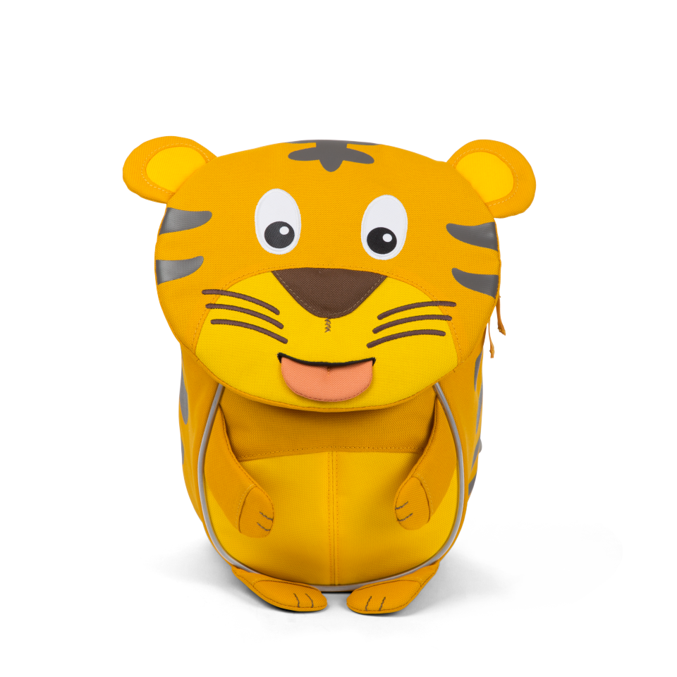 Affenzahn - Mochila infantil 1-3 años Tigre de material reciclado, con lengua extraíble y diseño animal encantador para niños a partir de 90 cm