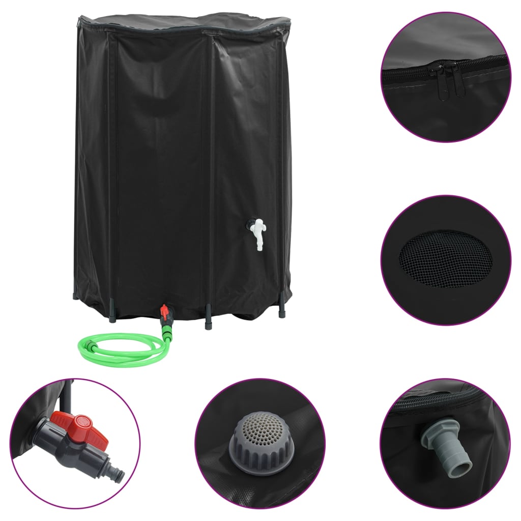 vidaXL Depósito de Agua de Lluvia Plegable con Espita 1350 L Tanque Plegable Color Negro,  Azul,  Verde y mas