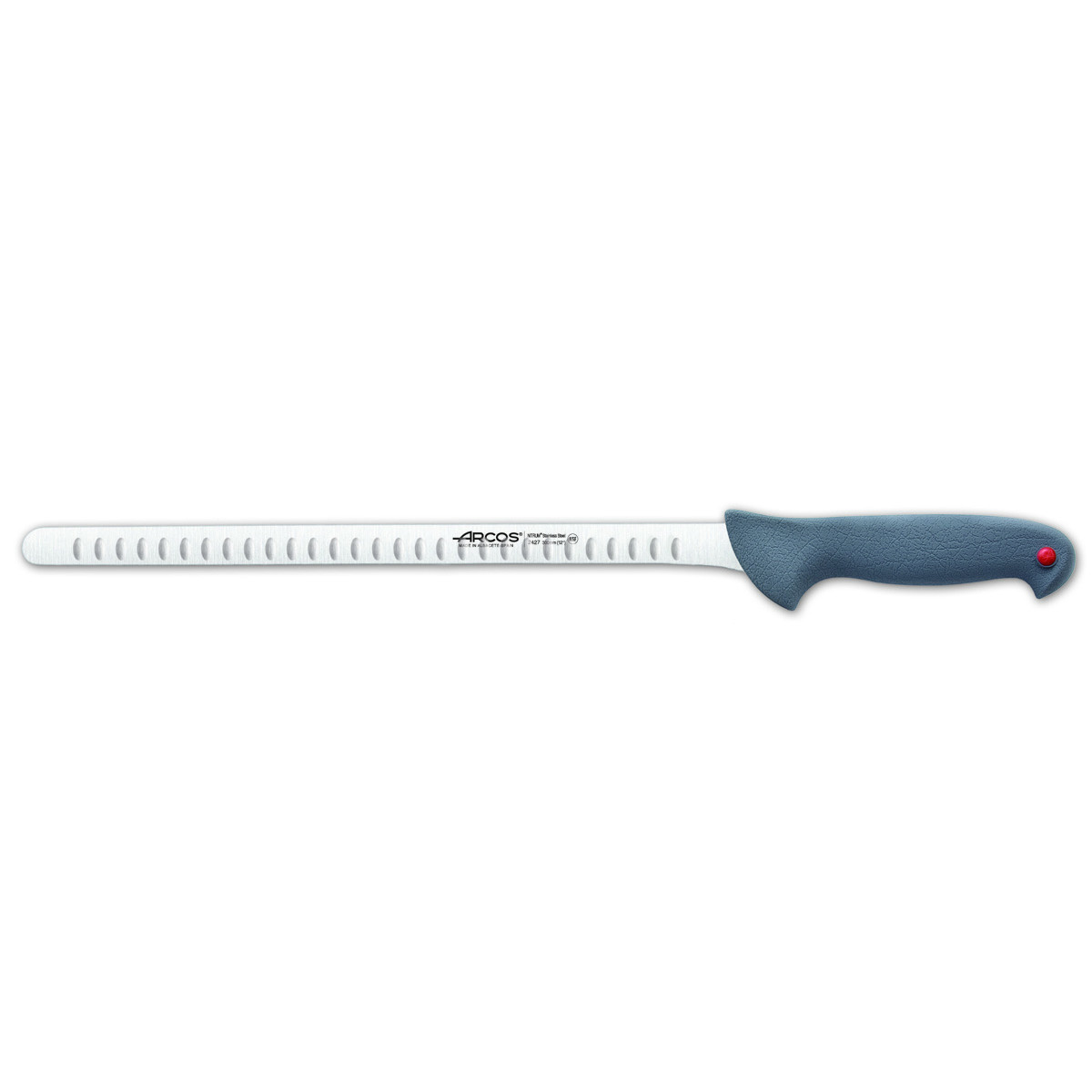 Arcos Cuchillo Salmón Colour Prof 242700 - Acero Inoxidable Nitrum y Mango Ergonómico de Polipropileno - Hoja de 30 Cm