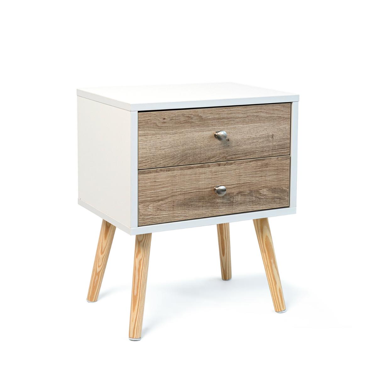 VINTHERA MOA Mesilla 2 Cajones Con Guías 40 X 30 X 49,5 CM Blanco Madera