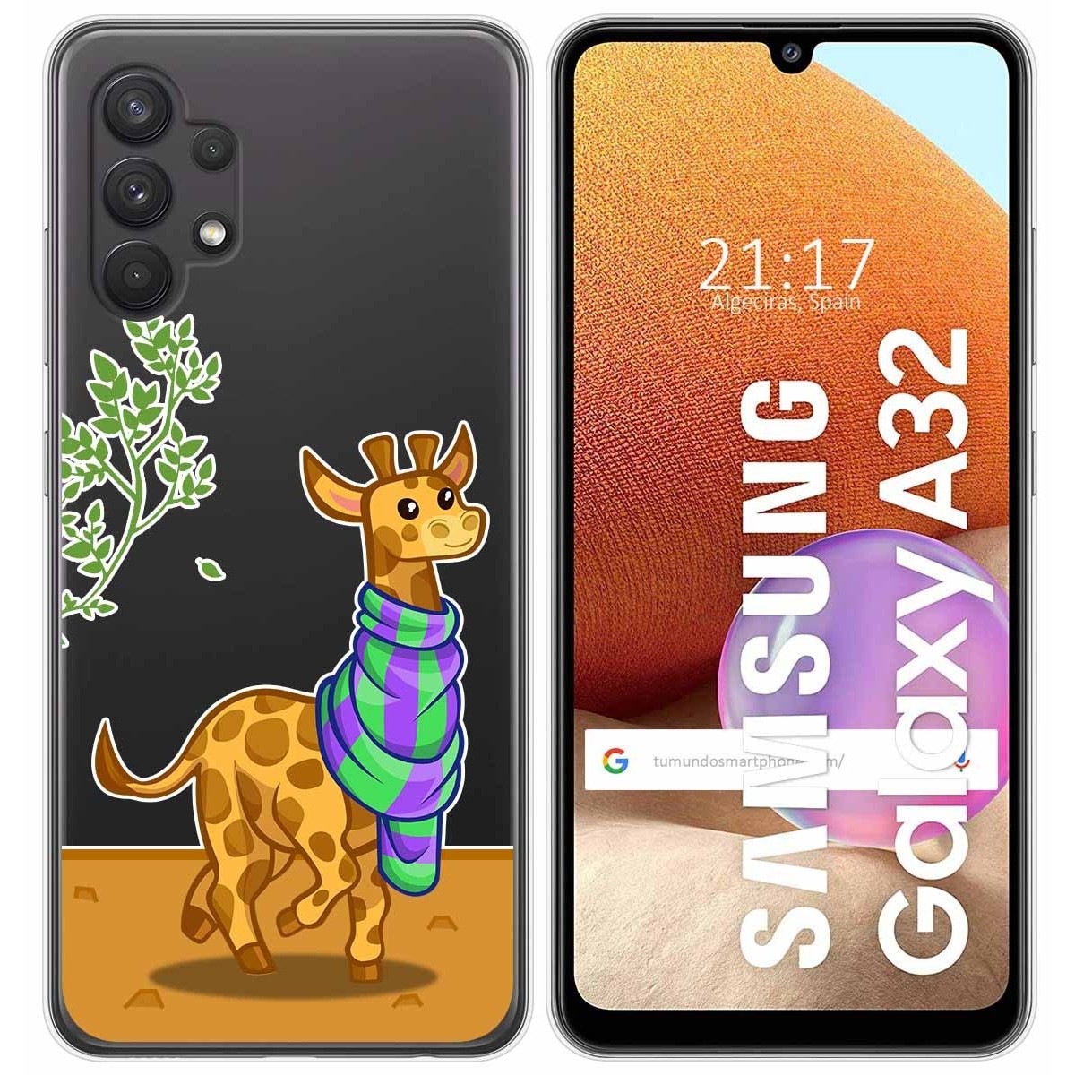 Tumundosmartphone Funda Gel Transparente para Samsung Galaxy A32 4G diseño Jirafa Dibujos