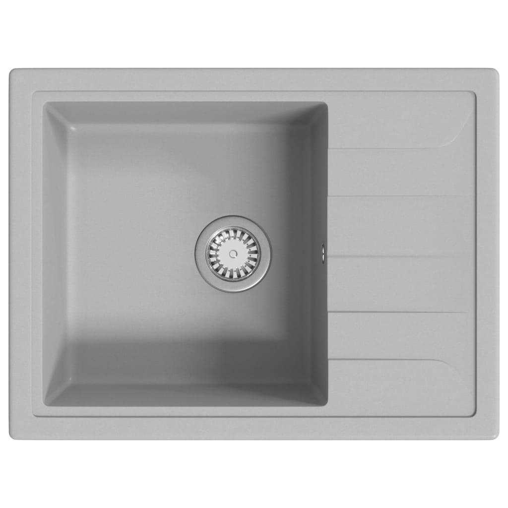 vidaXL Fregadero de Cocina con Rebosadero Ovalado Granito Montaje Encima Color Blanco,  Gris,  Negro y mas