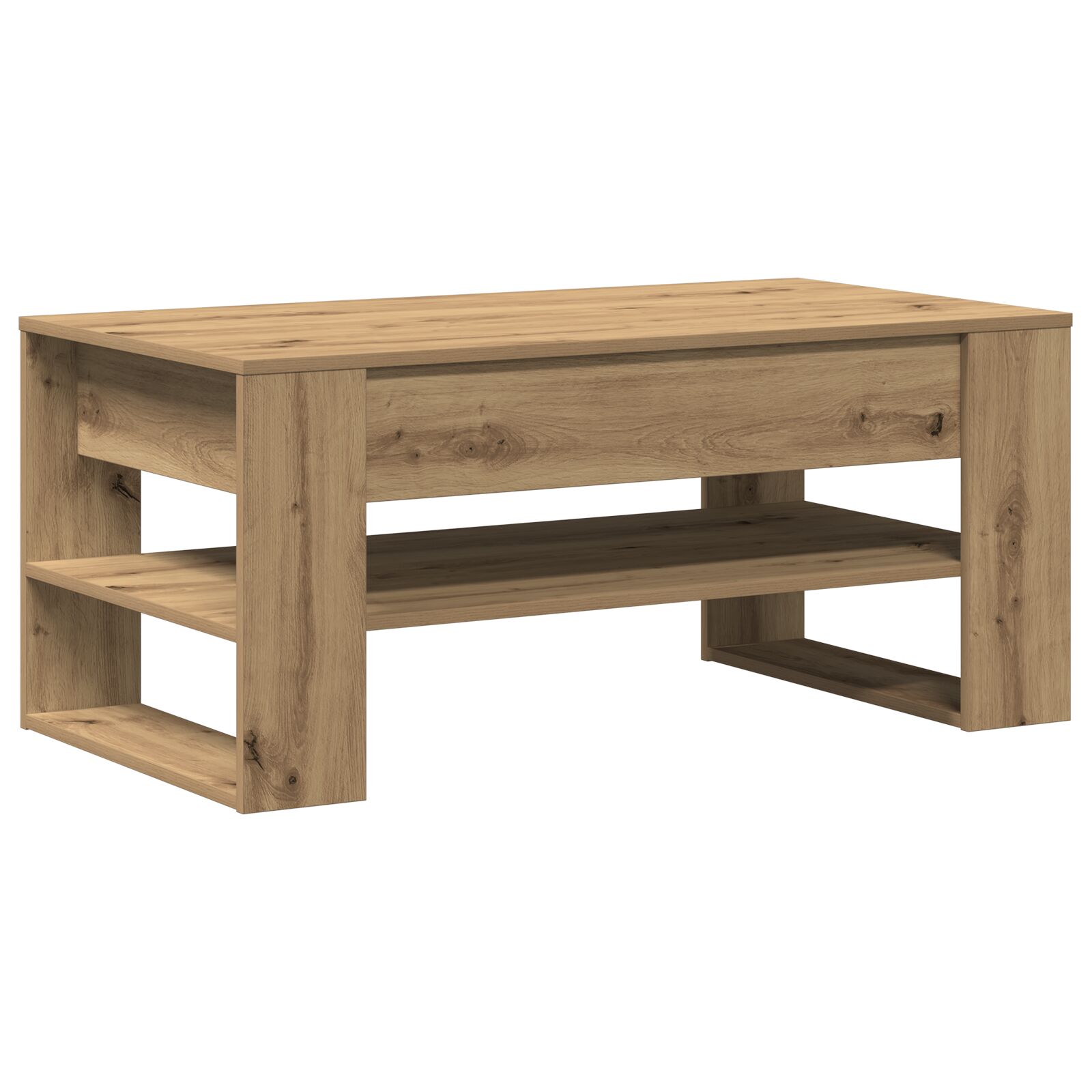 Mesa de café vidaXL de roble Artisan 102x55x45 cm de madera ingenierizada