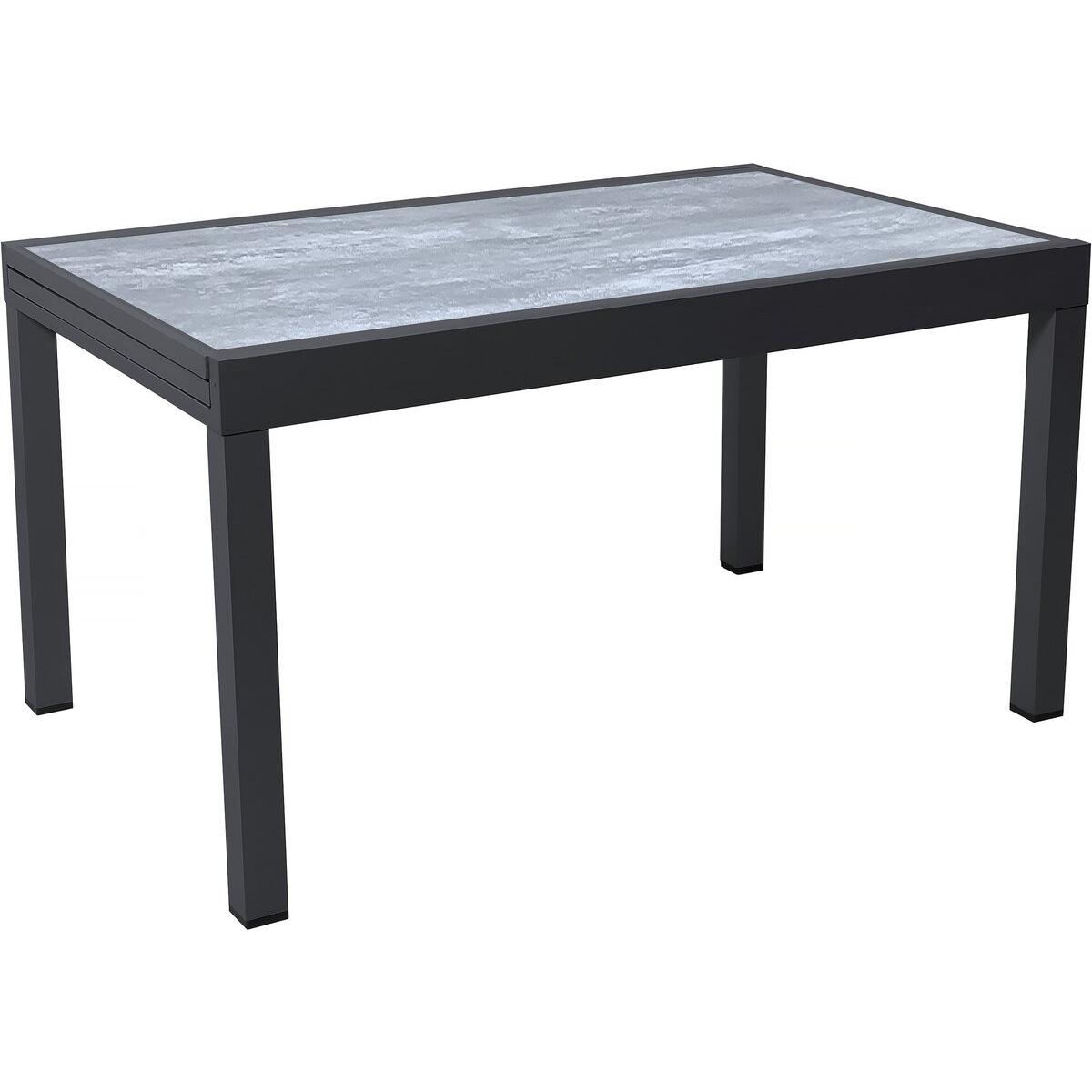 Habitat y Jardin - Mesa de jardín de aluminio extensible "Lagos" - 140/280 x 90 x 76 cm - Gris