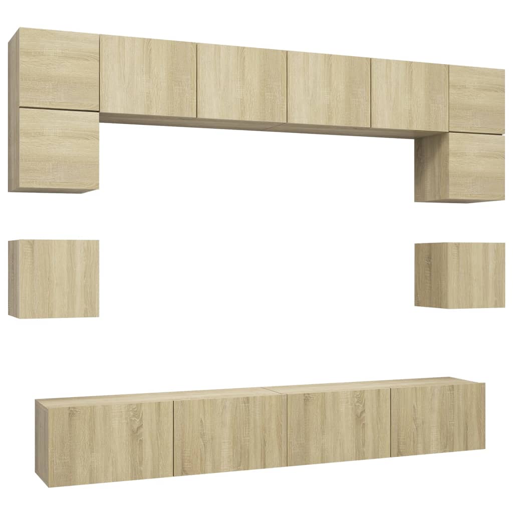 vidaXL Muebles de pared de TV 8 piezas aglomerado color 100x30x30 cm, Mueble de Salon, Mueble TV, Mueble TV salon, Mesa de TV, Mueble tele