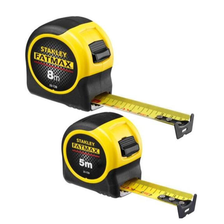 STANLEY MIARA ZWIJANA 5m + 8m FATMAX BLADEARMOR, cinta métrica retráctil, carcasa resistente, cinta de acero recubierta, bloqueo preciso, ideal para construcción y bricolaje