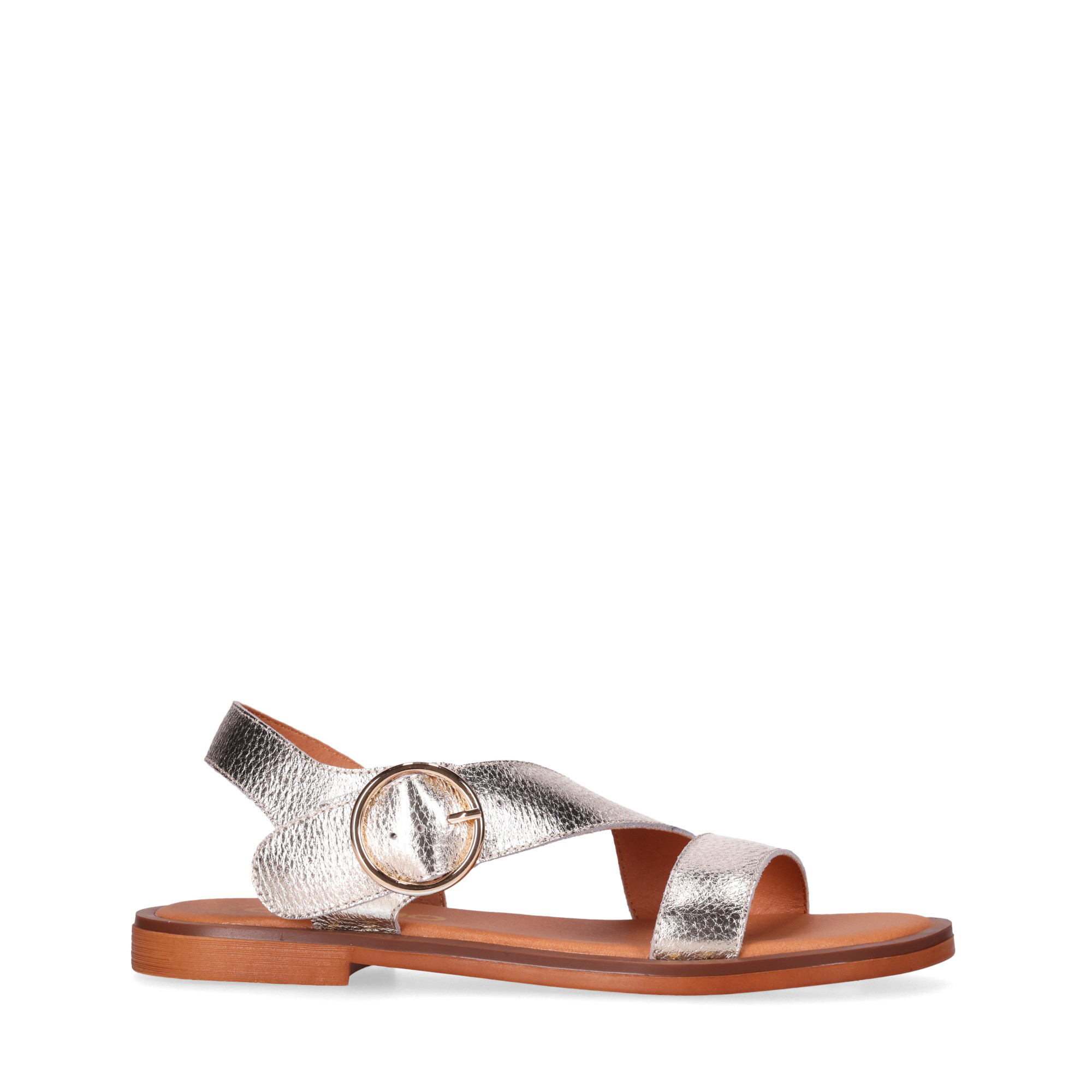 Chika10 Leather MUSAKA 30 Sandalias Planas Platino/Lg.Gold