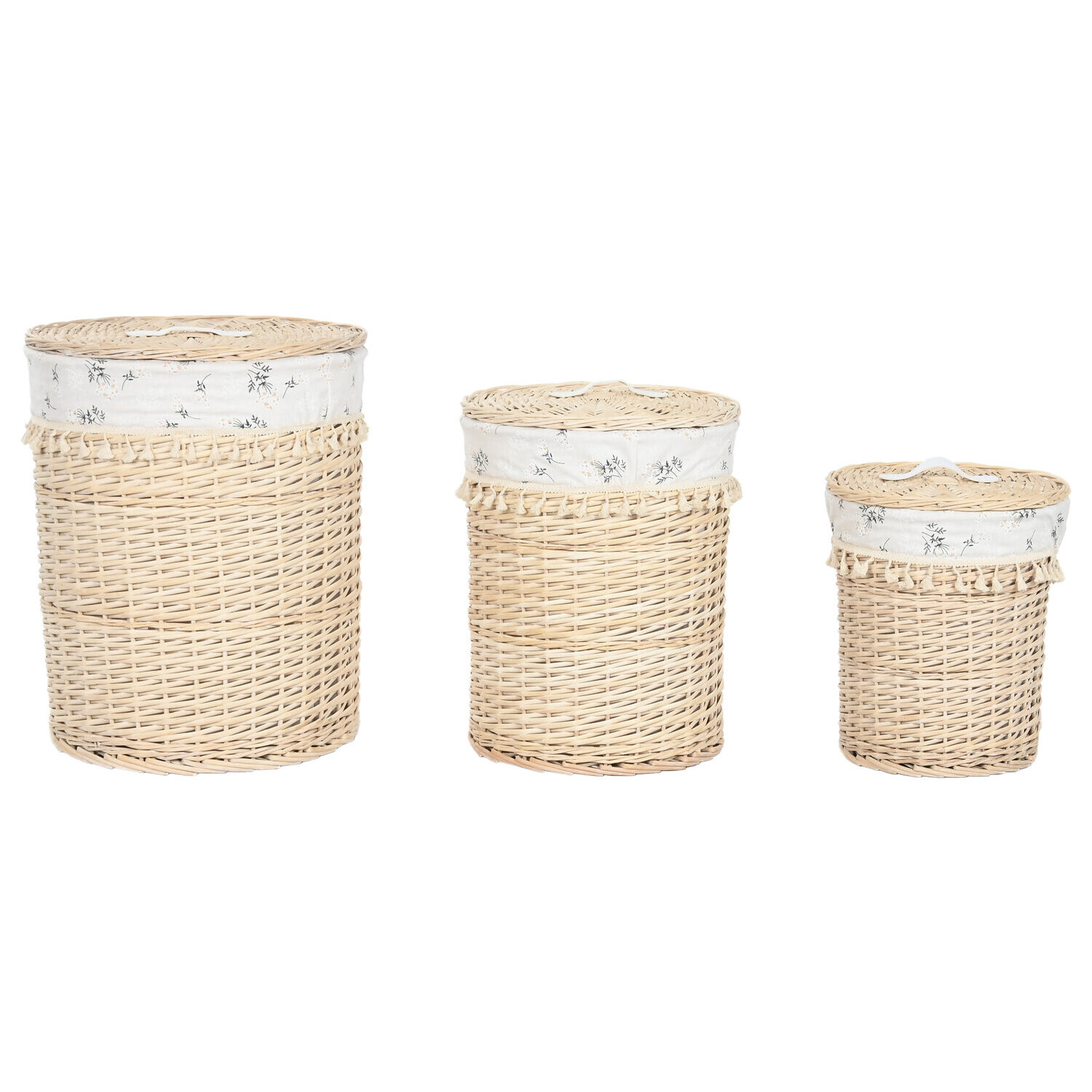 Cesta ropa set 3 mimbre algodon 45x45x55 natural , La mejor decoración para tu hogar.