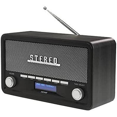 Denver Radio Digital DAB-18DARKGREY - Altavoces 4 W, Bluetooth, Pantalla LCD, Madera Oscura