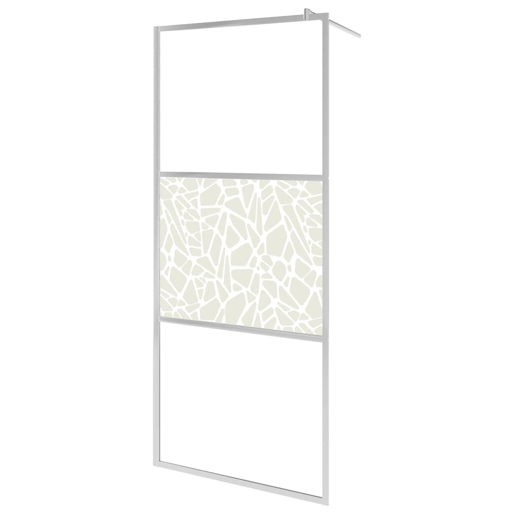vidaXL Mampara de Ducha Accesible Vidrio ESG Diseño Piedras 80x195 cm Baño Color Plateado,  Negro, y mas