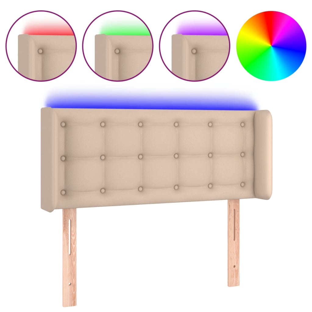 vidaXL Cabecero con LED cuero sintético capuchino 103x16x78/88 cm