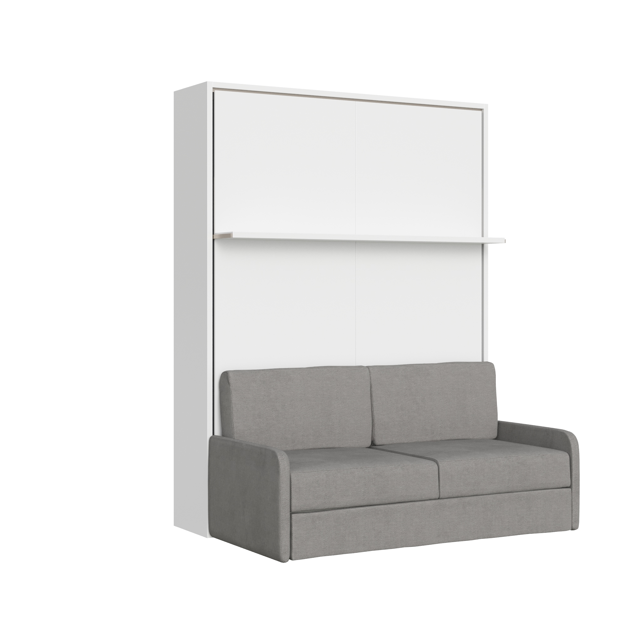 Cama francesa vertical Versia Sofà 140 con sofá y estante Blanco - Itamoby