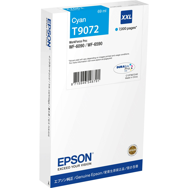 Epson C13T90724N Cartucho de Tinta Original Alto Rendimiento Cian