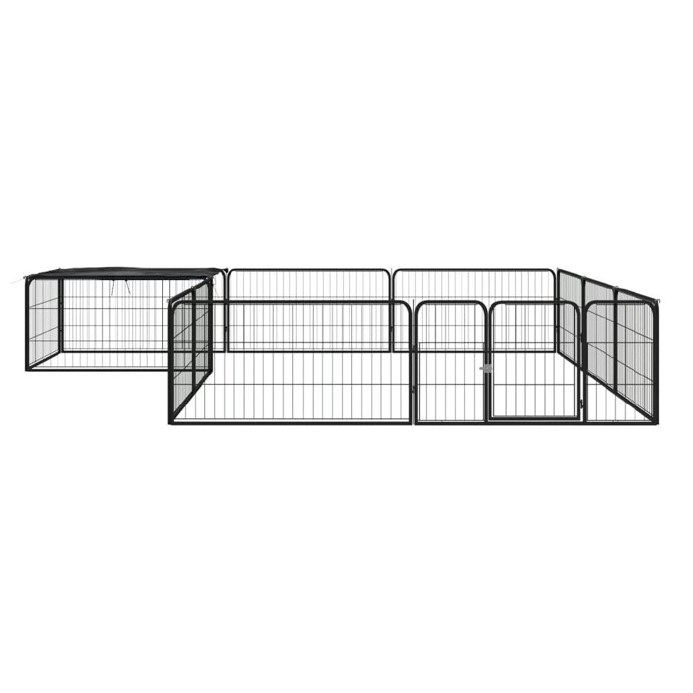vidaXL JAULA PERROS 12 PANELES ACERO RECUBIERTO POLVO NEGRO 100X50 CM