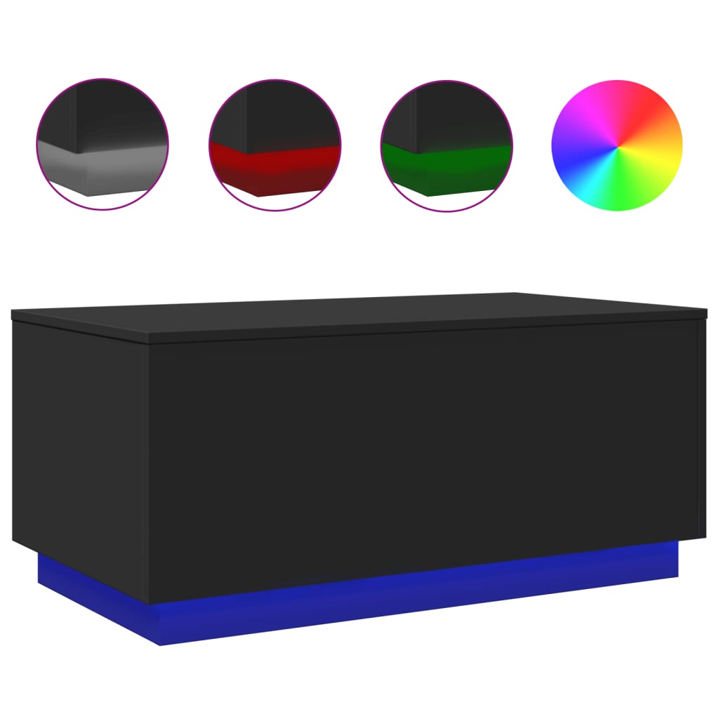 Vidaxl Mesa de Centro con Luces LED 90x50x40 Cm Blanco