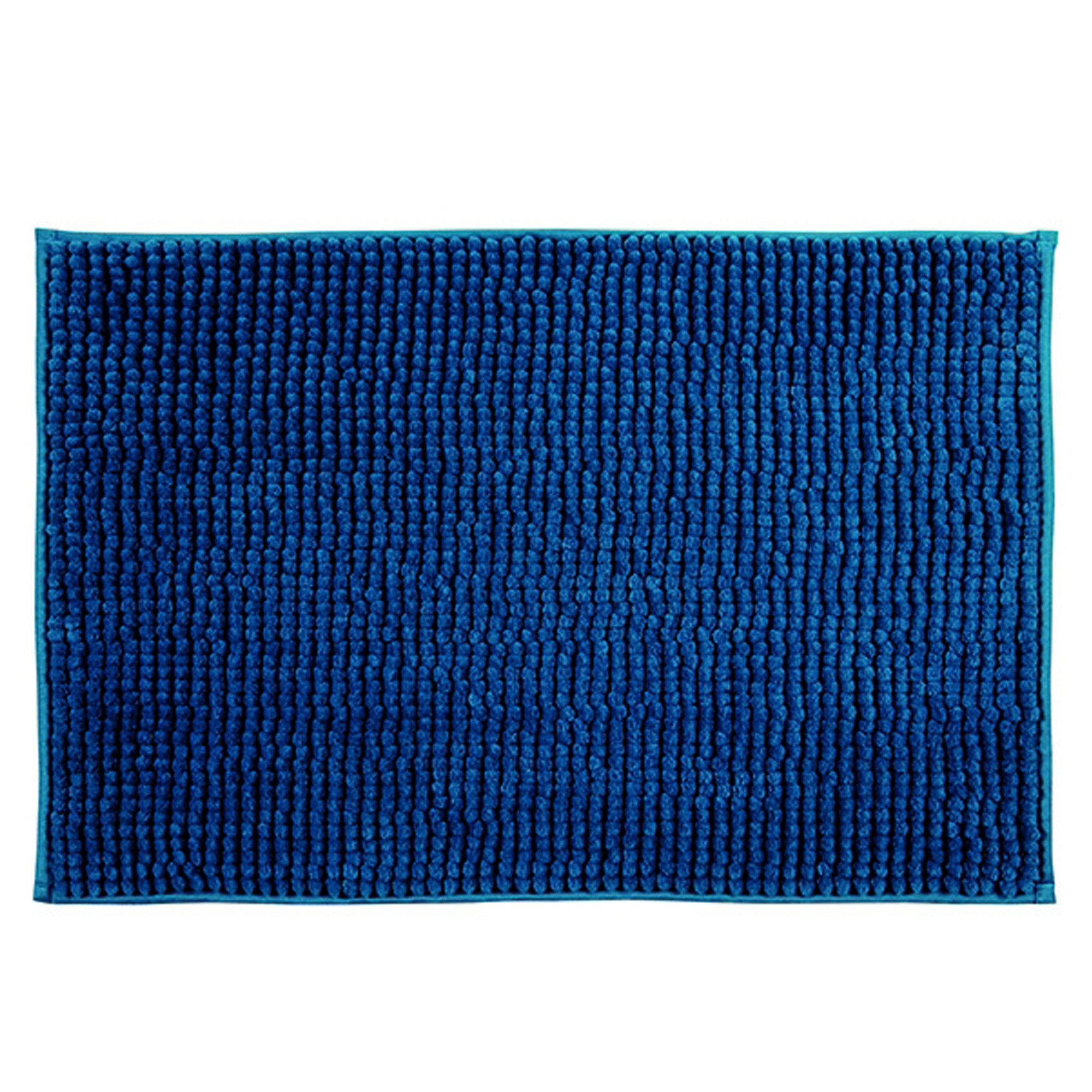 Alfombra de baño MSV "Chenille" antideslizante de microfibra en color azul oscuro 60 x 90 cm