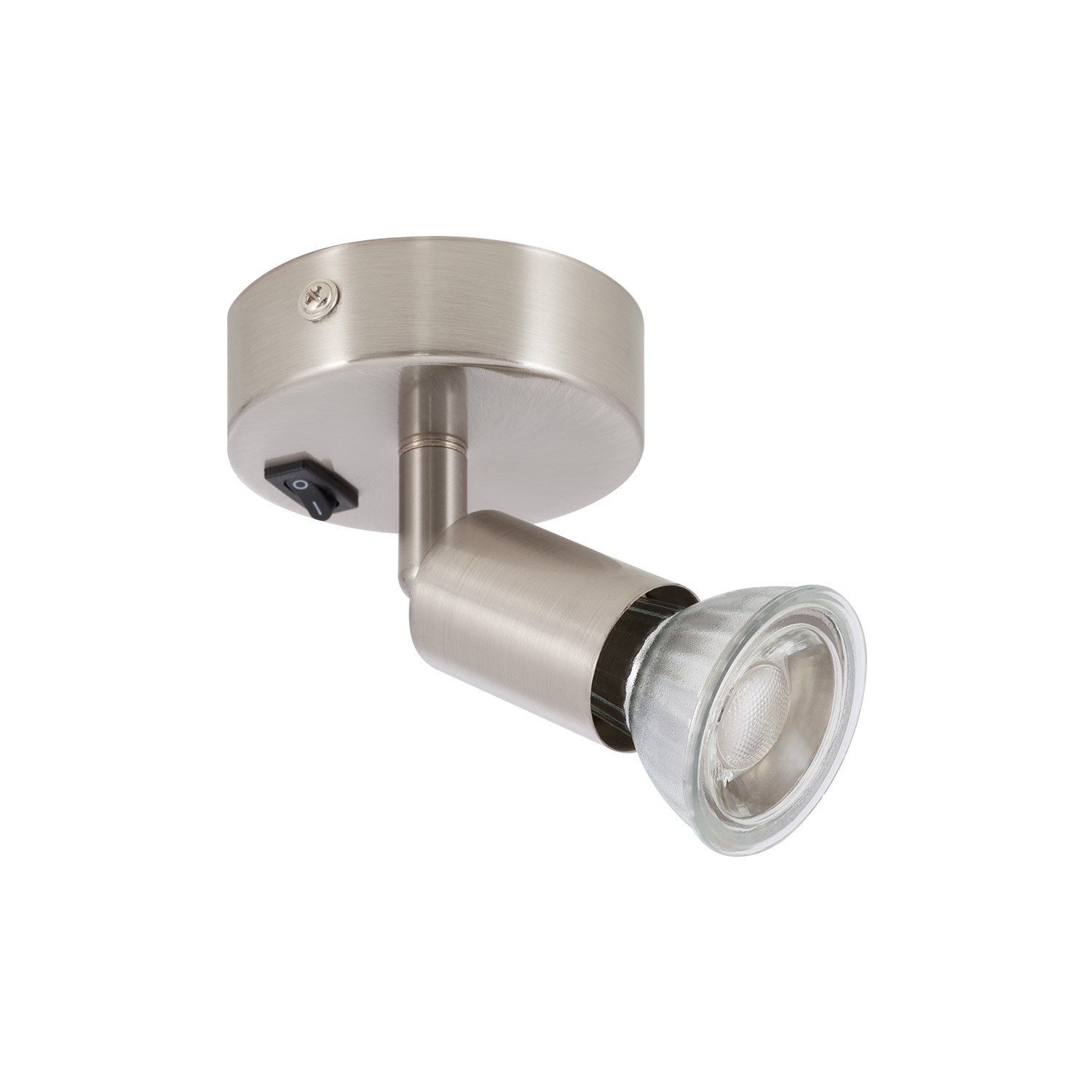 Ledkia Lámpara de Pared Aluminio Orientable con Interruptor 1 Foco Oasis Plata Plateado