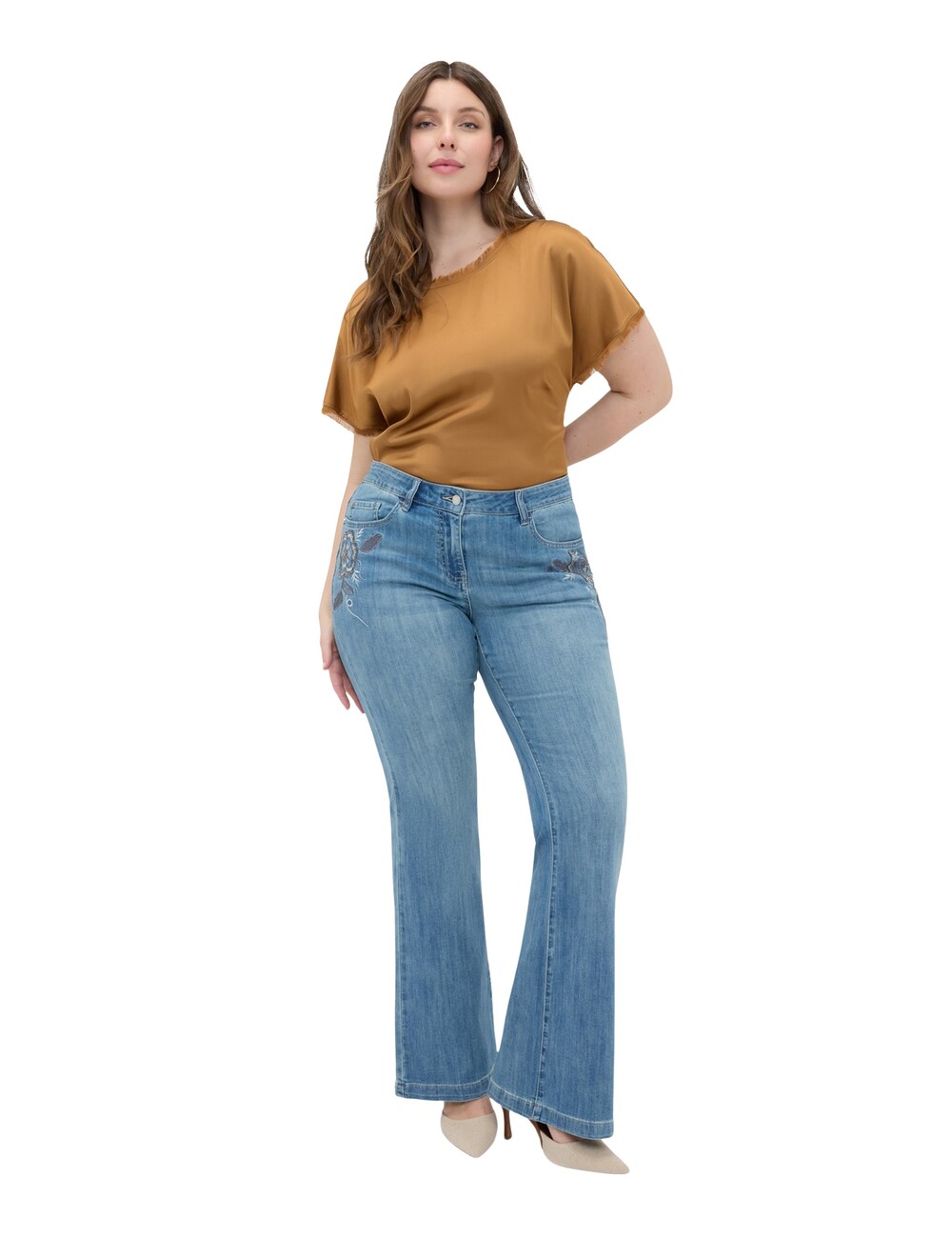 Fiorella Rubino - Jeans Flare con bordados florales