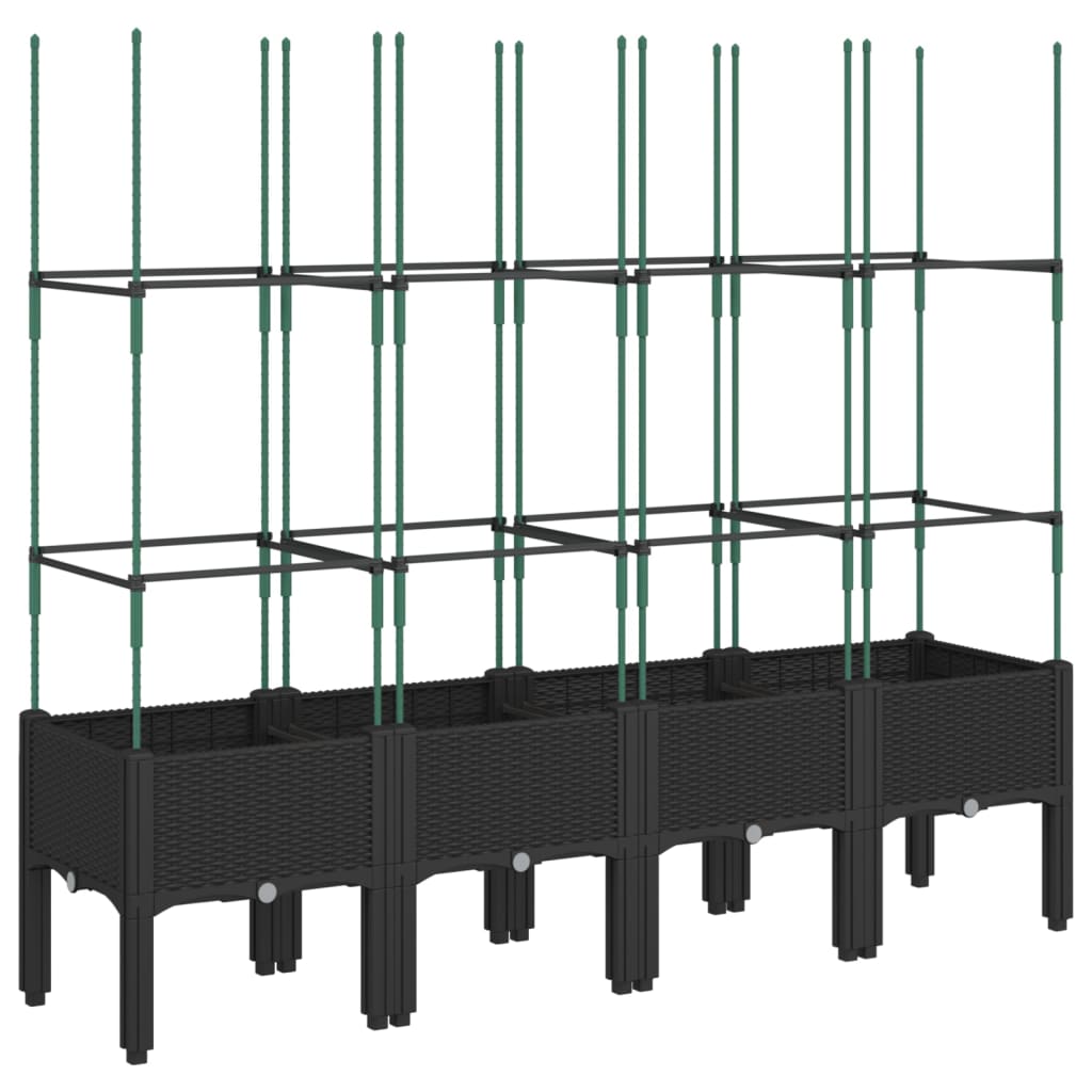 vidaXL Jardinera con enrejado PP 160x40x142,5 cm Color Gris,  Gris claro,  Negro y mas