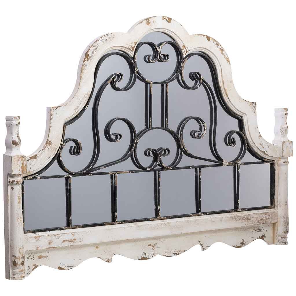 Wonderlust Deco - Espejo de pared de madera y metal envejecido blanco 128.5x6.5x89h cm Blanco 128,5x6,5x89h cm