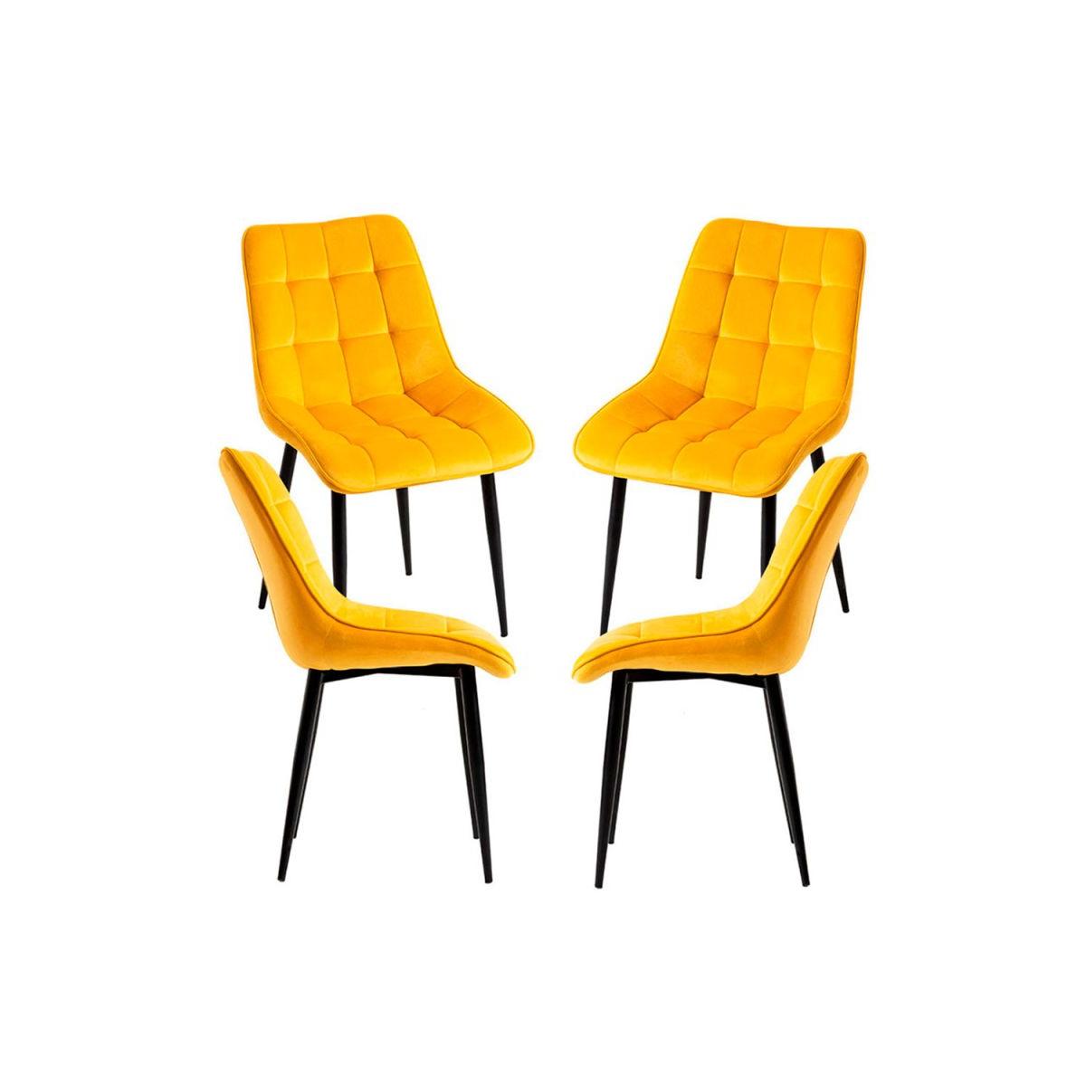 Regalos Miguel - Packs Sillas Comedor - Pack 4 Sillas Cade Terciopelo - Amarillo