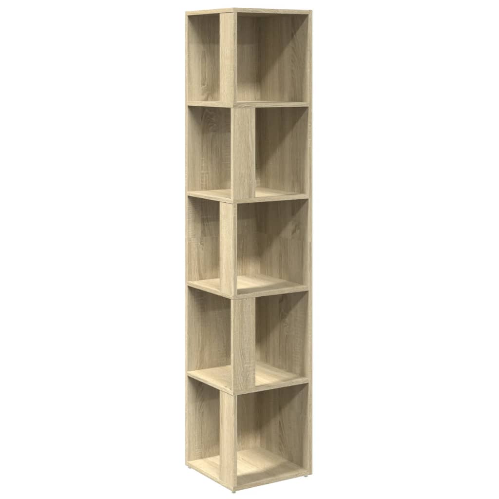 vidaXL Mueble de esquina madera contrachapada 33x33x164,5 cm en color Negro/Roble Sonoma/Gris sonoma y más | almacenamiento funcional diseño moderno para baño dormitorio sala