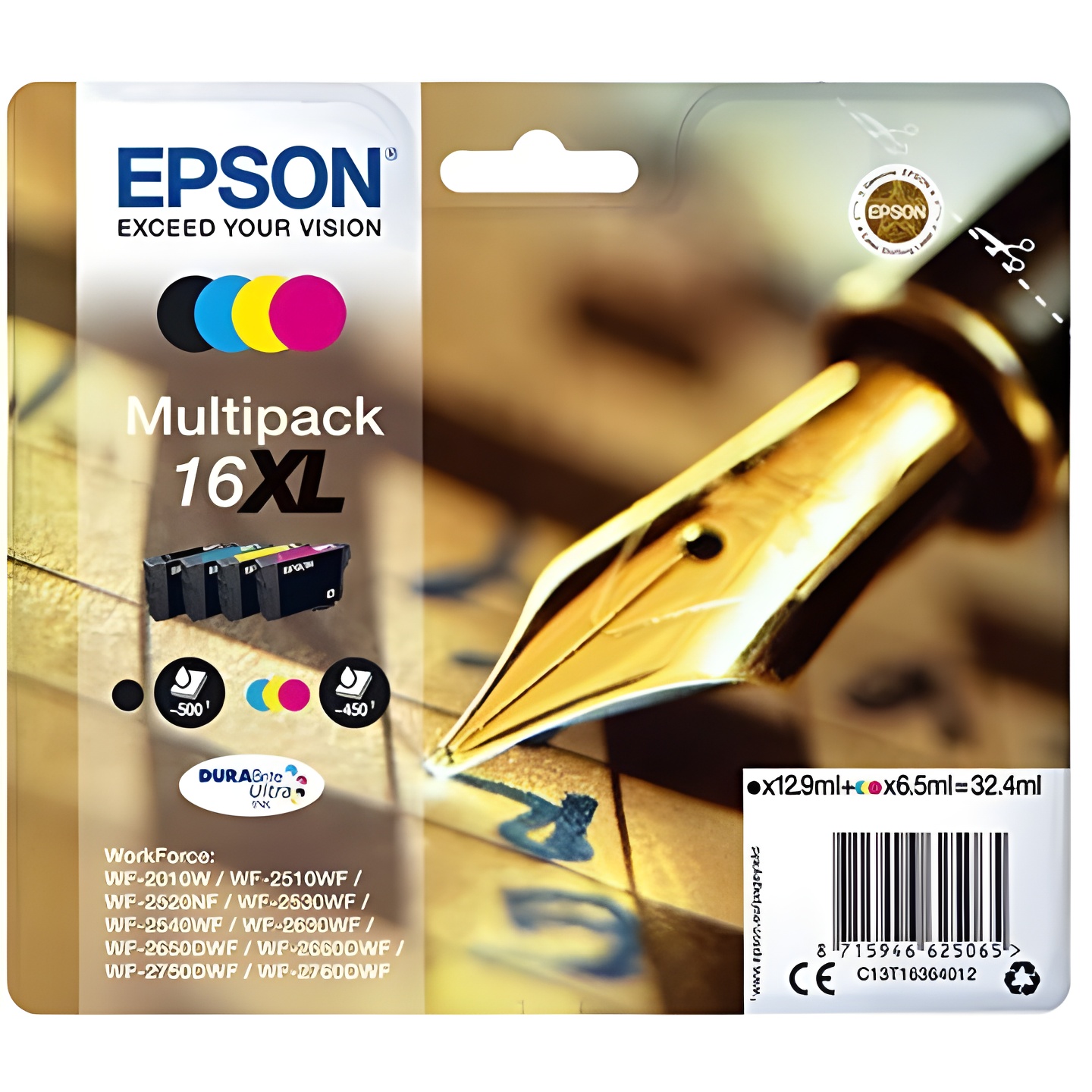 Epson durabrite ultra ink cartucho 16xl multipack 4 col (blister+ alarma acustico/radiofrecuencia)