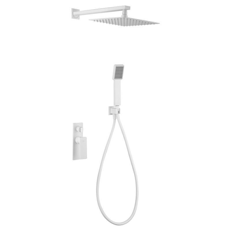 Imex Fiyi GPF016/BL conjunto de ducha monomando empotrado con mango y rociador blanco mate