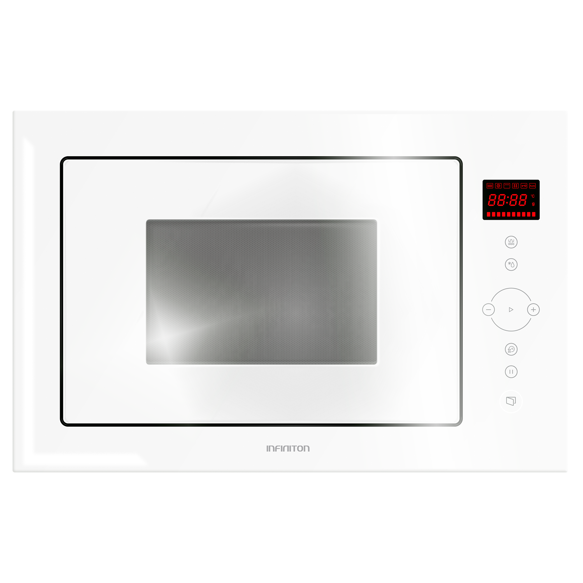 Infiniton IMWWGL52 - Microondas Integrable de 25L y 900W con Grill de Cristal Blanco