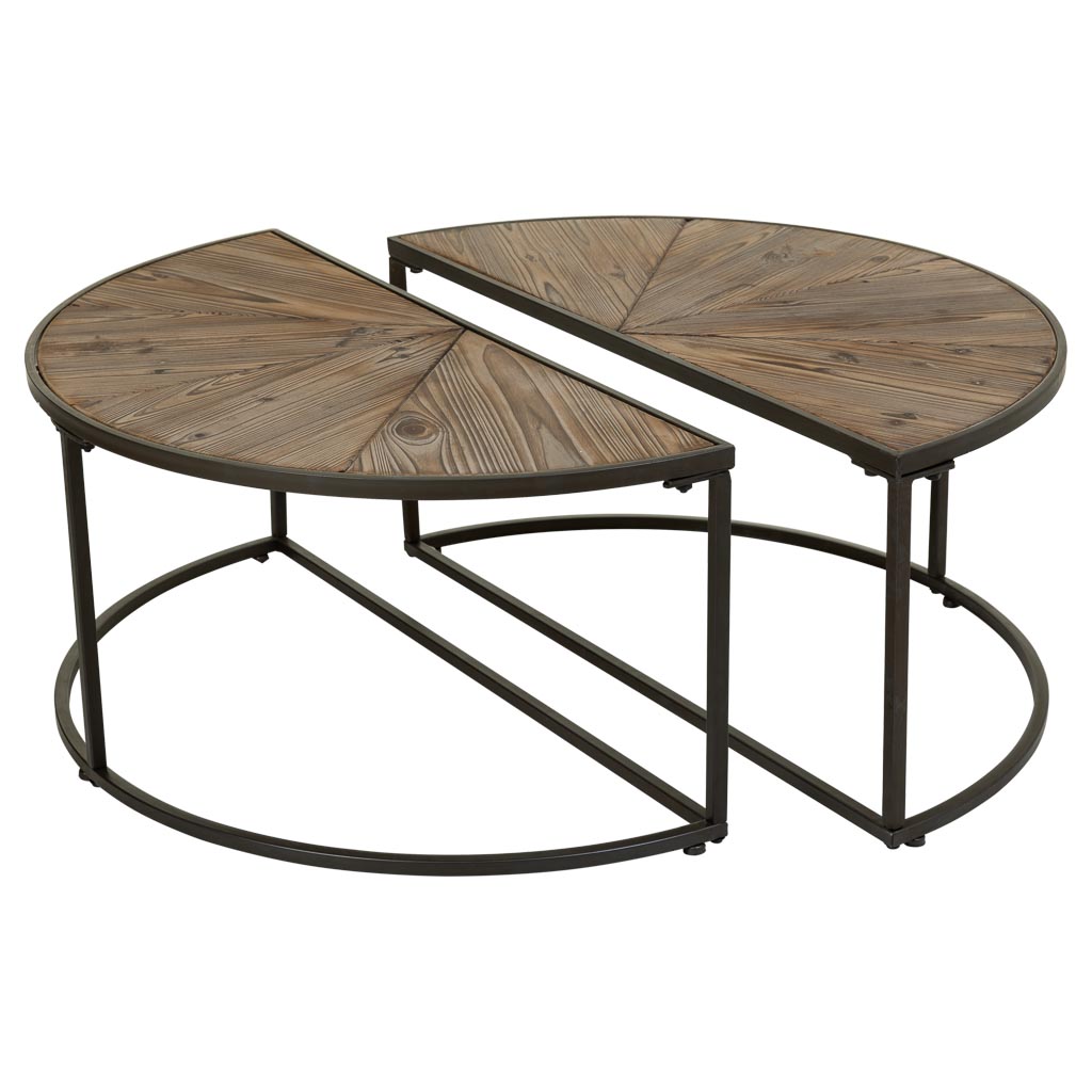 Kit Mesa De Centro Set 2Pzas De Madera Y Metal Marron 45,5x91x40,5cm, El mejor complemento para tu hogar