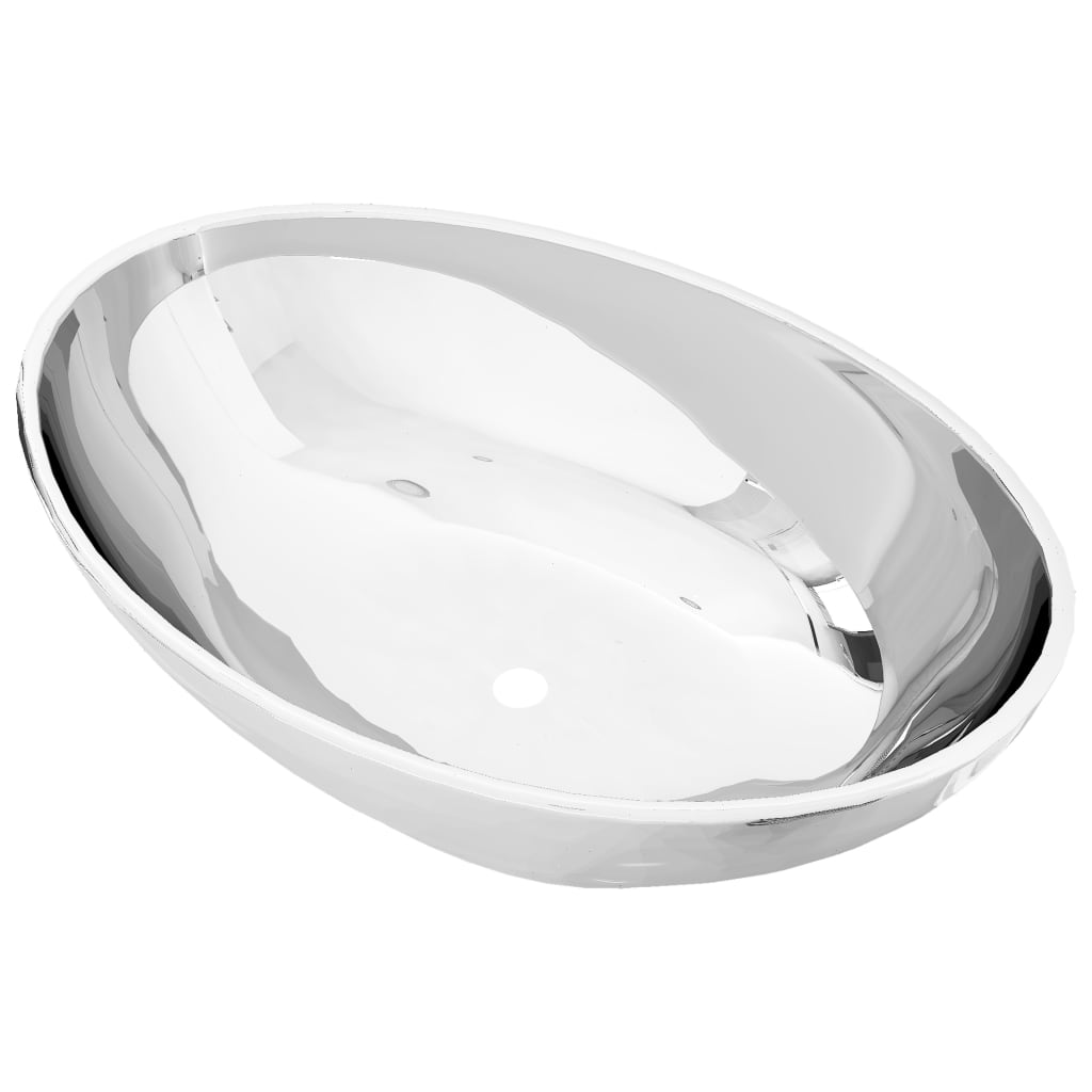 vidaXL Lavabo de cerámica plateado 40x33x13,5 cm