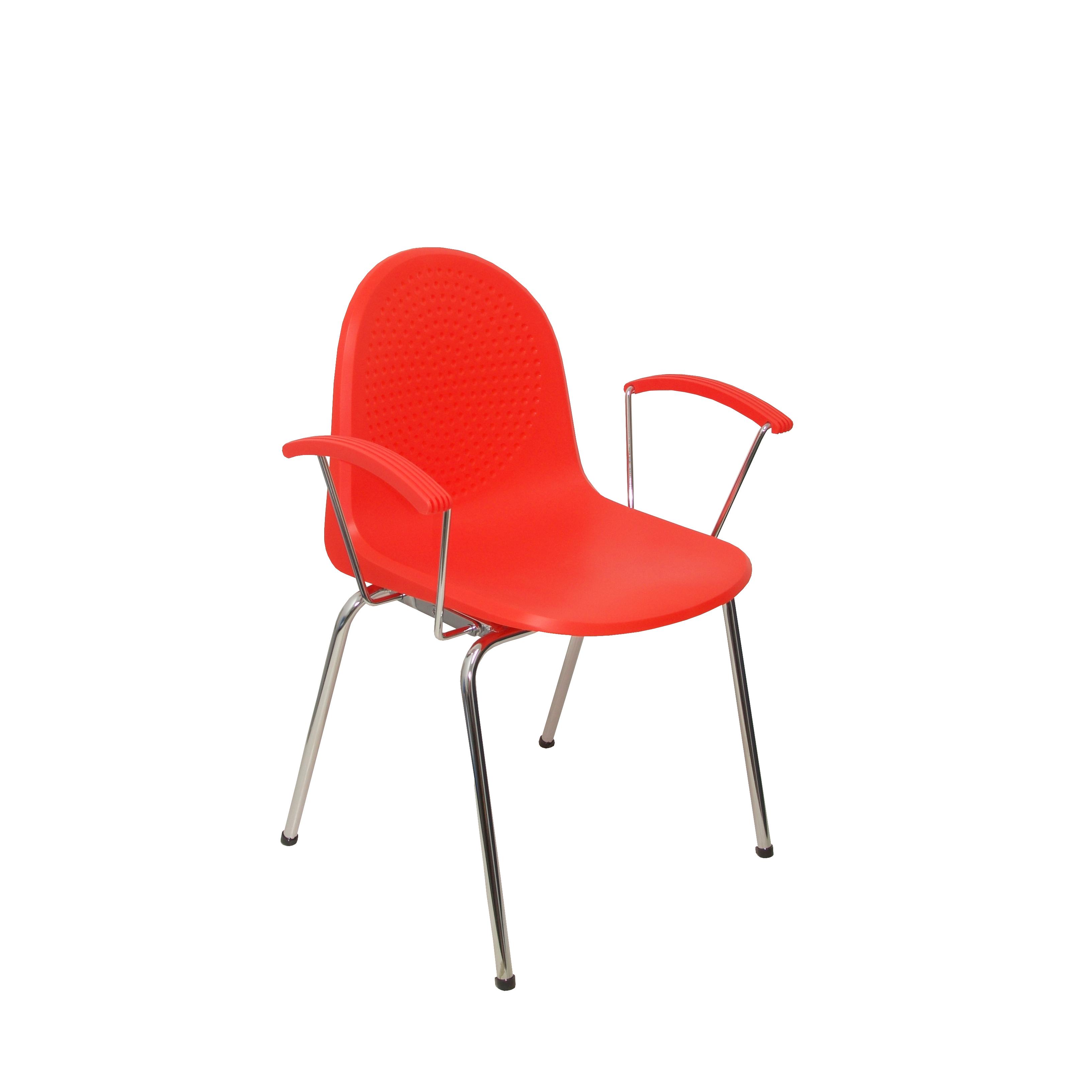 Piqueras Y Crespo Silla Ergonómica con Brazos Cromados y Estructura Cromada en Plástico Naranja