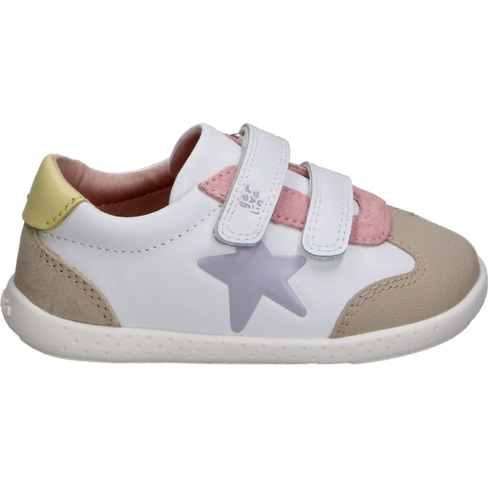 GARVALIN | Zapatillas Barefoot Garvalin para Niña – Zapatilla Primeros Pasos en Color Blanco con Dibujo de Estrella – Deportiva con Doble Velcro – Flexibles y Ligeros – Drop Cero – Respetuosos con el Pie – Plantilla Extraíble – Modelo 262320-E864