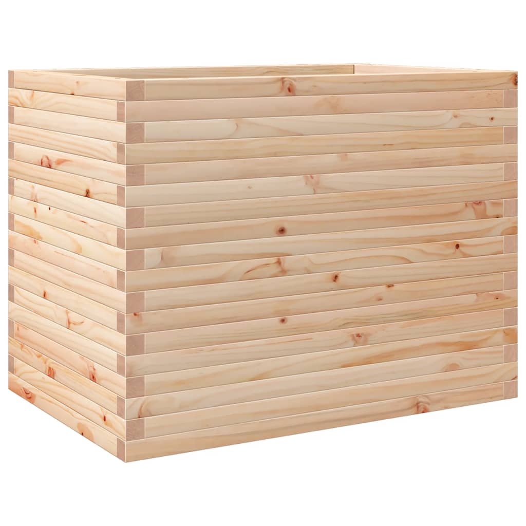 vidaXL Jardinera madera maciza de abeto 90x60x68,5 cm Color Pino natural,  Blanco,  Marrón cera y mas