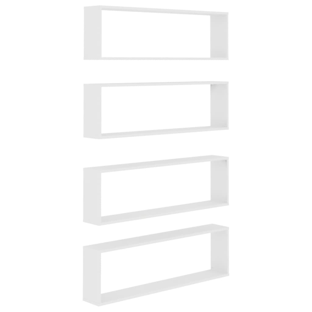 Vidaxl Estantería Cubo Pared 4uds Contrachapado 100x15x30cm Blanco