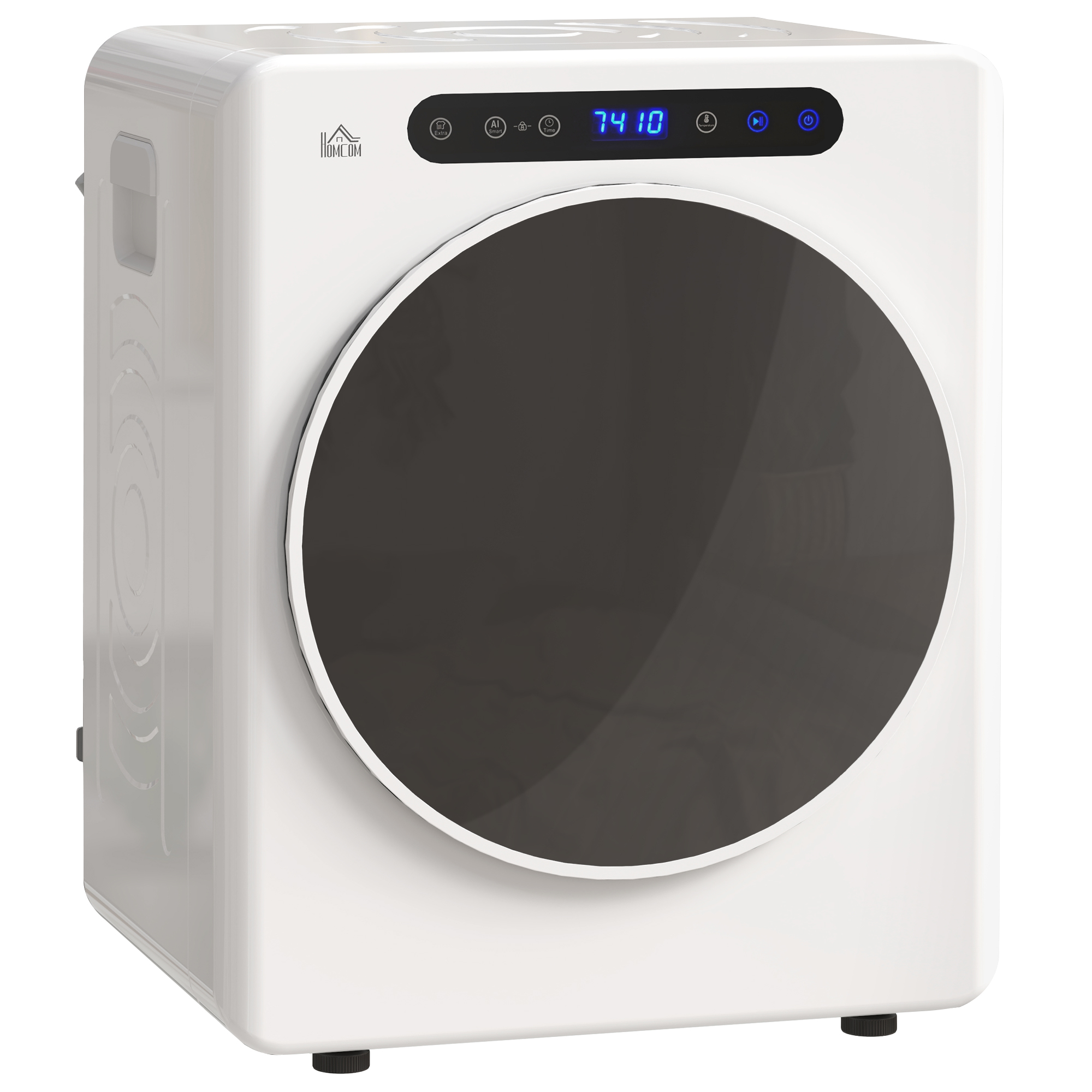 HOMCOM Secadora de Evacuación 5 KG Secadora de Ropa 1000W Función Antiarrugas Función Esterilizar Temporizador Pantalla LED Táctil Tambor Inox Blanco