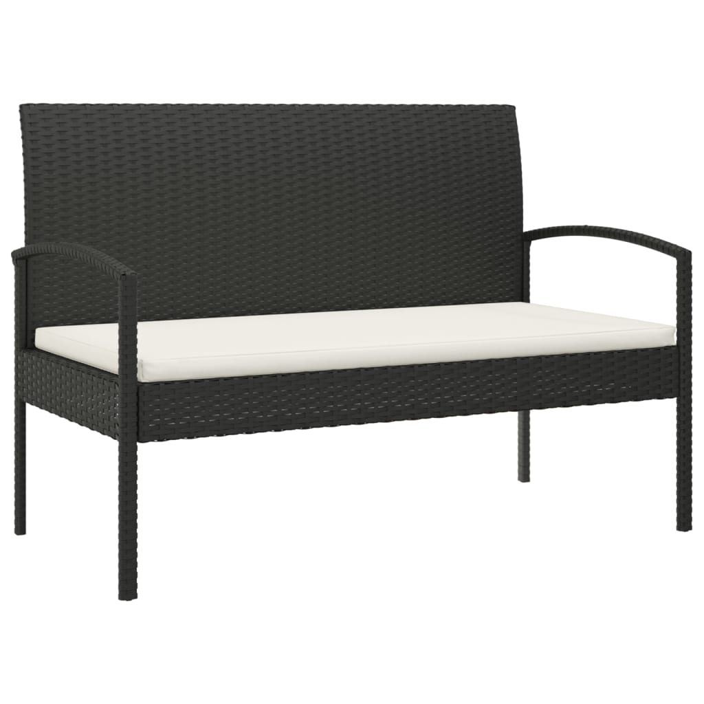 vidaXL Banco de jardín con cojín ratán sintético negro 105 cm