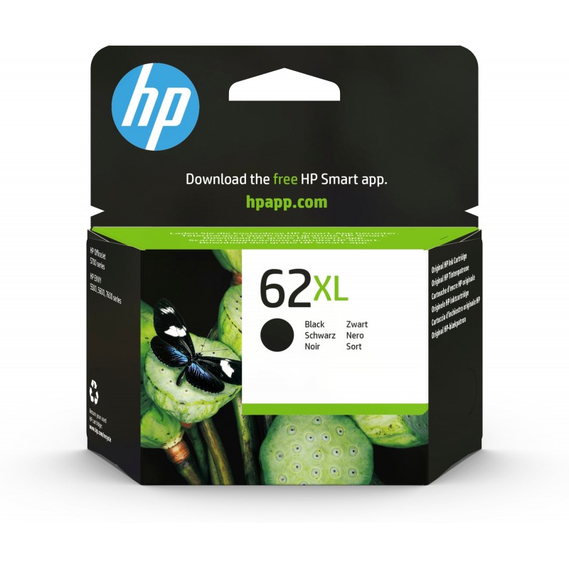 HP - Cartucho de tinta original 62XL de alta capacidad negro C2P05AE