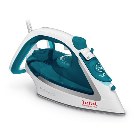 La plancha de vapor TEFAL FV5718 de 2500 W cuenta con un depósito de agua de 270 ml. Su salida de vapor continuo es de 45 g/min, y el chorro de vapor adicional alcanza los 195 g/min. Disponible en azul y blanco.