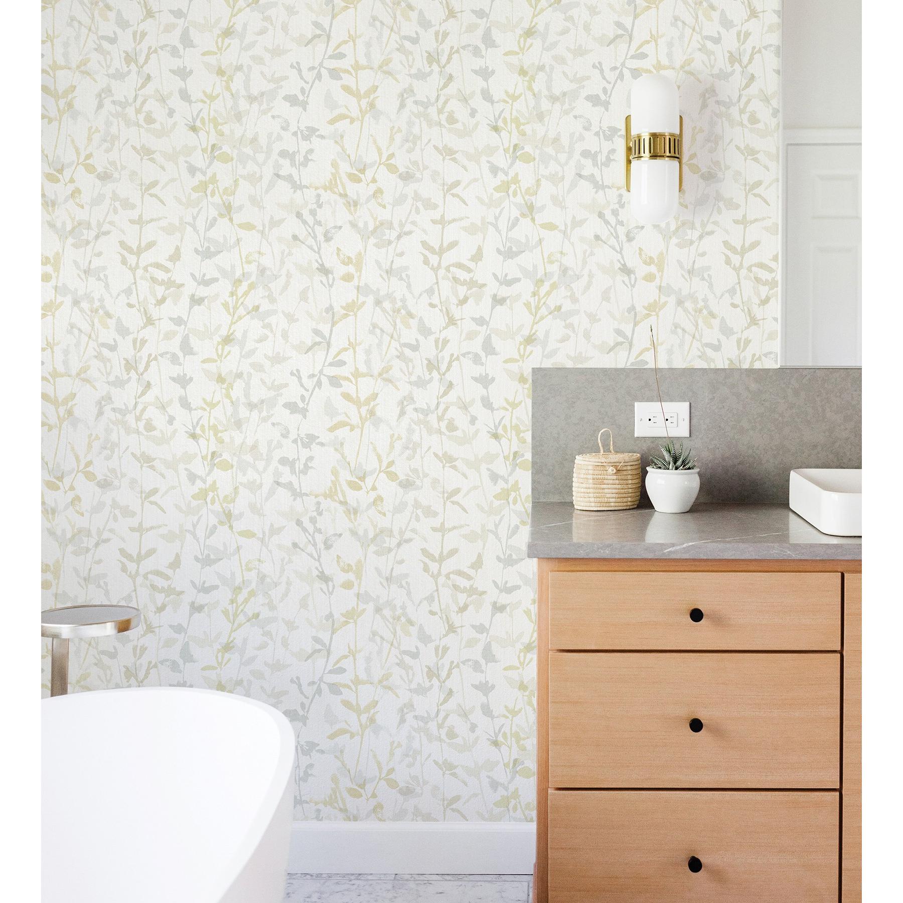 Papel pintado vinílico ecológico de ramas y hojas con textura - Elva Forest 680854 de GAULAN - Rollo de 10 m x 0,53 m