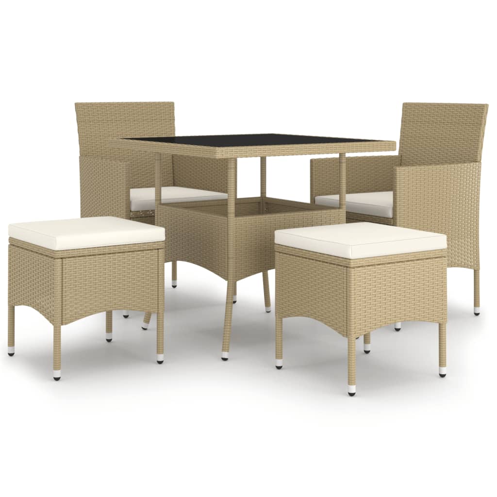 vidaXL Juego de comedor para jardín de 5 piezas ratán sintético beige