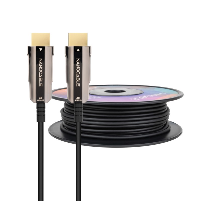 Nanocable - Cable HDMI V2.0 AOC 4K@60Hz 18Gbps A/M-A/M, Negro, 100 m 10.15.2099