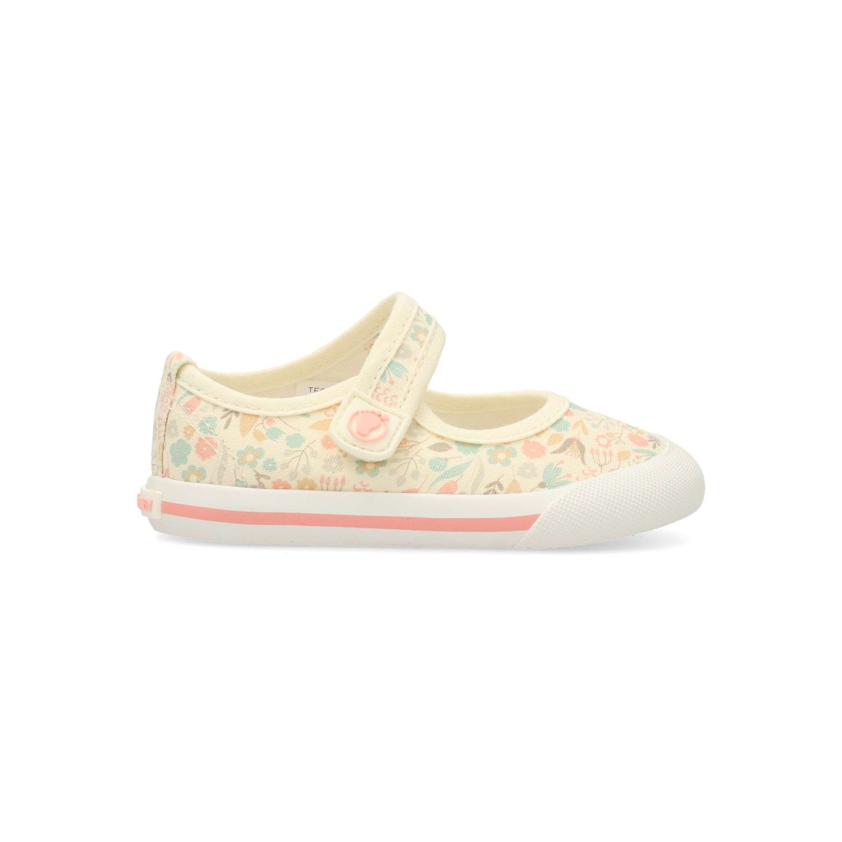 Conguitos - Zapatillas mercedita barefoot Merdedita de lona con estampado floral, diseño drop cero y puntera ancha para niña